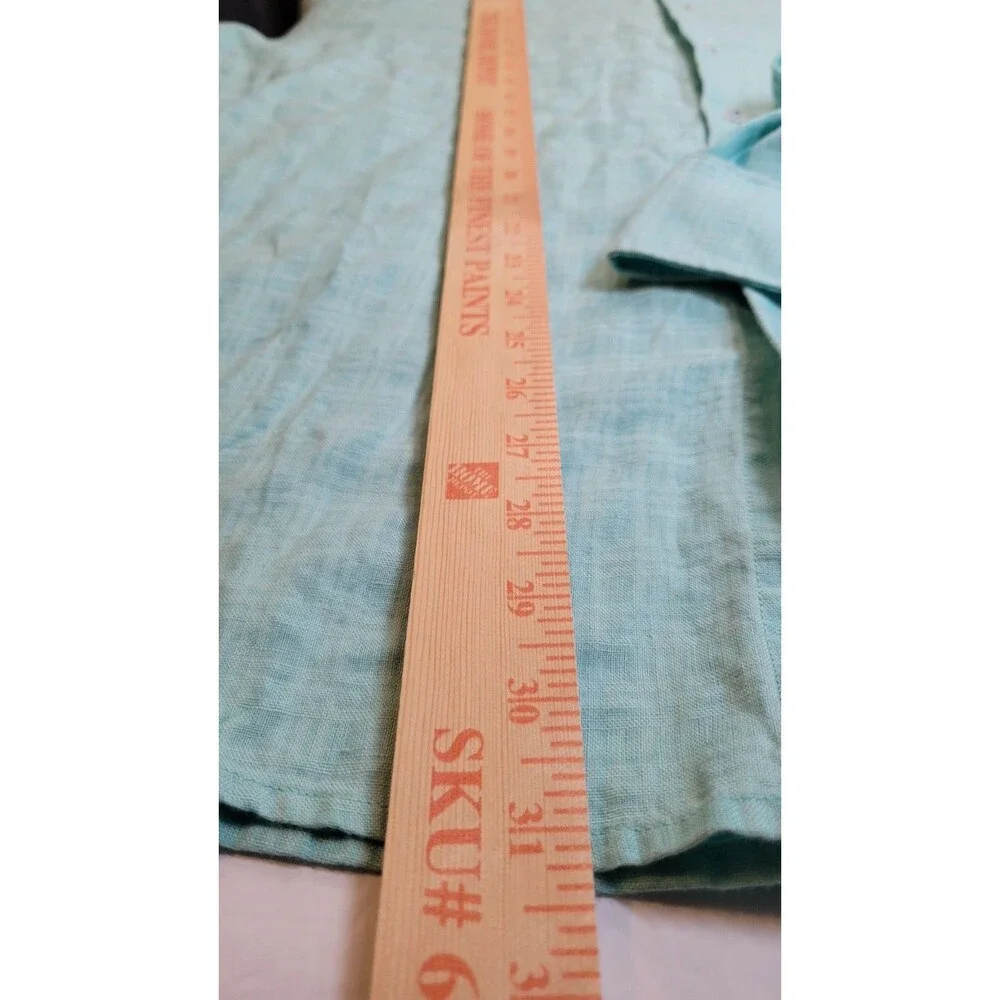 Tommy Bahama Linen Cotton Blend Shirt Men's XL Mint Aqua Green Button Up Resort